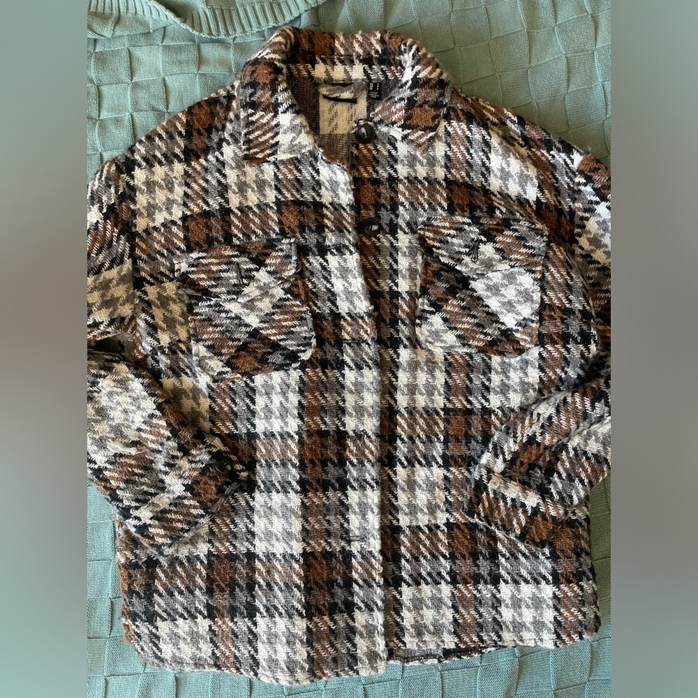 Vero Moda Women's Plaid Button Down Shirt - Brown, Black, White